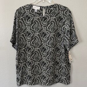 VTG Casual Corner 100% Silk Top Paisley Women’s L Original‎ Tags Still Attached